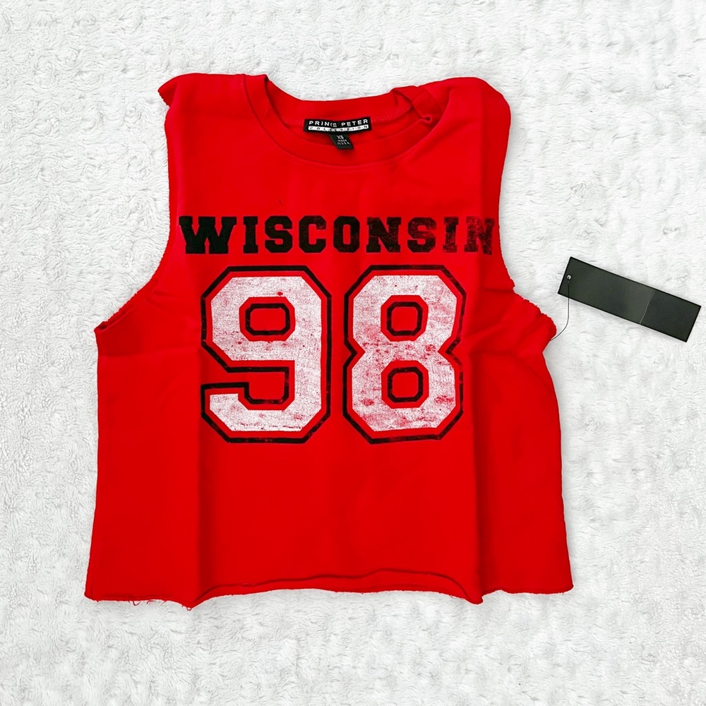 NWT- PRINCE PETER COLLECTION Wisconsin Cropped Sweatshirt Muscle Tank Top
